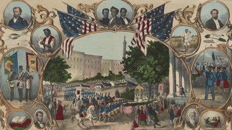 Different scenes of black life after passage of 15th amendment. Courtesy Library of Congress.