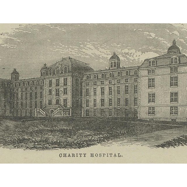 Sketch of the hospital on Blackwell's Island, NYPL