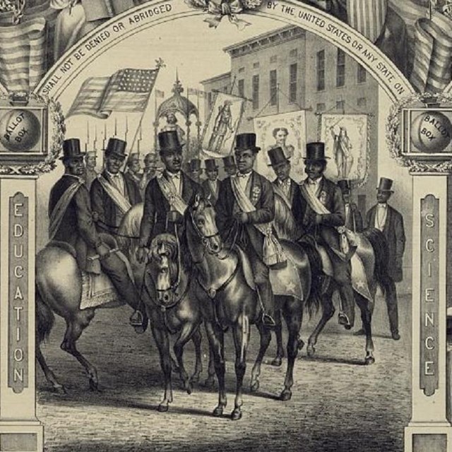 Celebration of the ratification of the 15th Amendment. Library of Congress. 