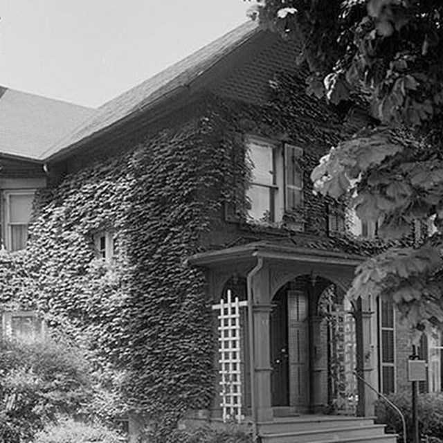 Photo of Susan B. Anthony House, from the HABS survey. National Archives