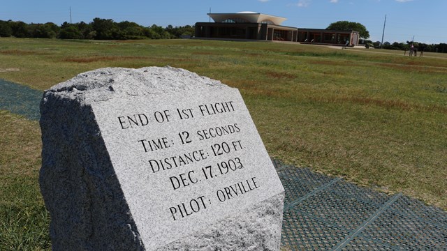 Large boulder marking the first flight's take off spot
