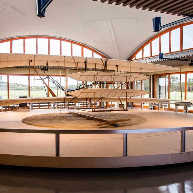 Reproduction 1903 Wright Flyer inside visitor center