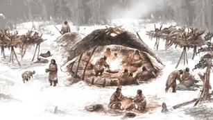 Illustration of an Ahtna homesite by Eric Carlson
