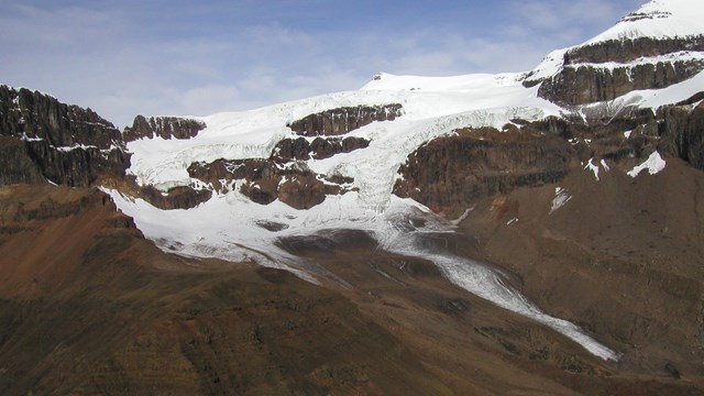 retreating glacier on a mountain