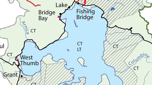 Map of the southeast part of Yellowstone