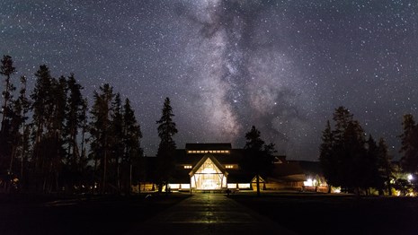Milky Way above the Old Faithful Visitor Education Center