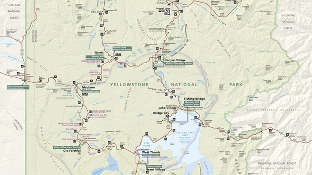 A map of Yellowstone