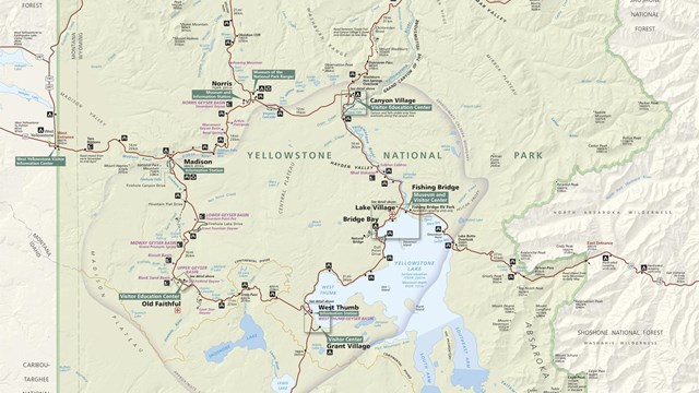 A map of Yellowstone