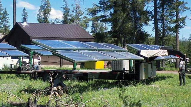 Solar panels create energy at the Bechler Ranger Station.