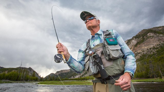 Angler fishing in Yellowstone