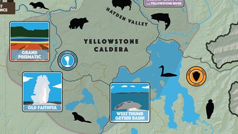 Interactive map depicting some of the major places in the park.