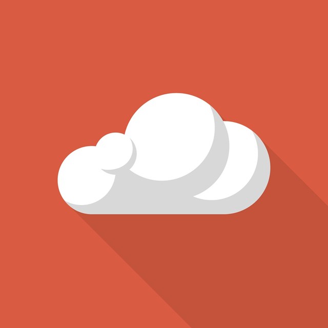 An illustration of a cloud on an orange background.