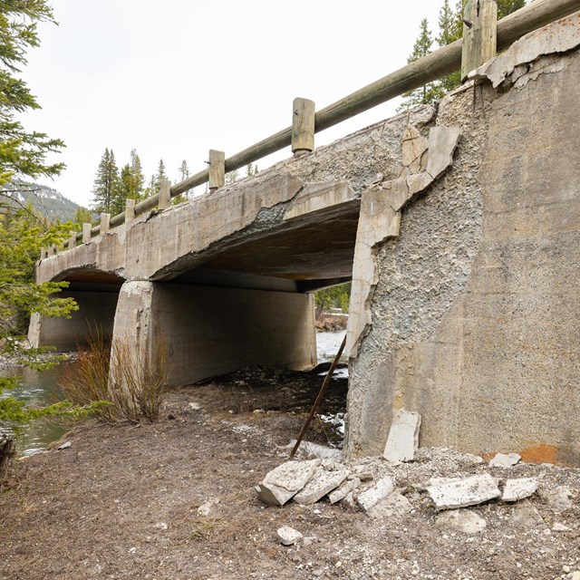 Northeast Entrance Road bridge with spalling concrete