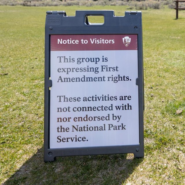 Sign stating that people in the area and expressing their own opinions.