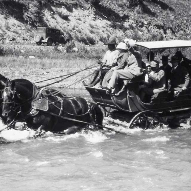 Fording the Firehole River, near Fountain Hotel, Yellowstone National Park