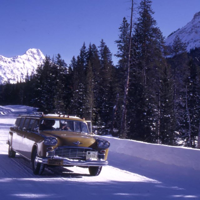 Winter road with station wagon