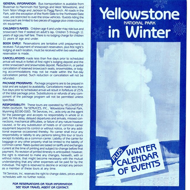 Yellowstone National Park in Winter Pamphlet