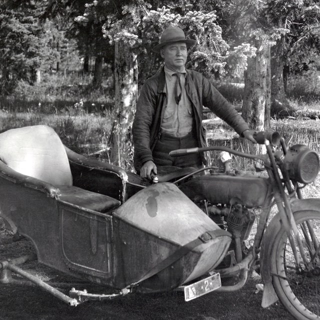 First Chief Ranger James McBride with his motorcycle