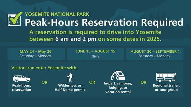 Reservation required to drive into or through Yosemite on some days from 6 am to 2 pm