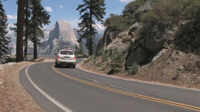 RV driving along Tioga Road