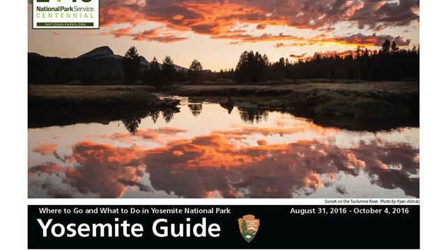 Image of the front of the Yosemite Guide newspaper