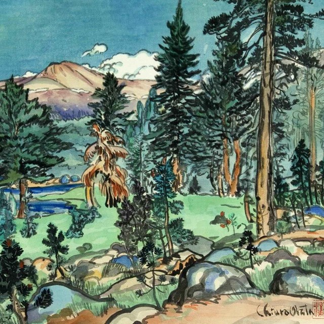 Painting of Upper Lyell Canyon by Chiura Obata, 1930