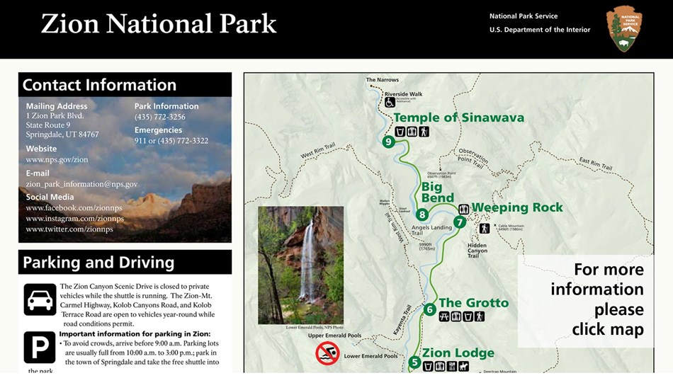 Zion National Park Area Map Maps Location Catalog Online