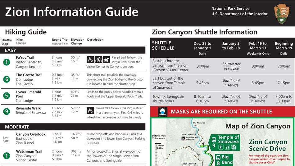 Image of part of the winter information sheet