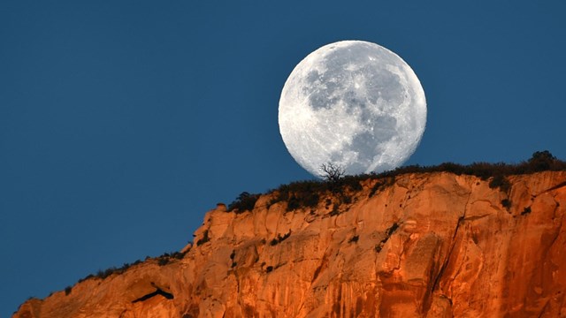 Moonrise over the West Temple