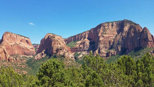 A view of desert mountains.