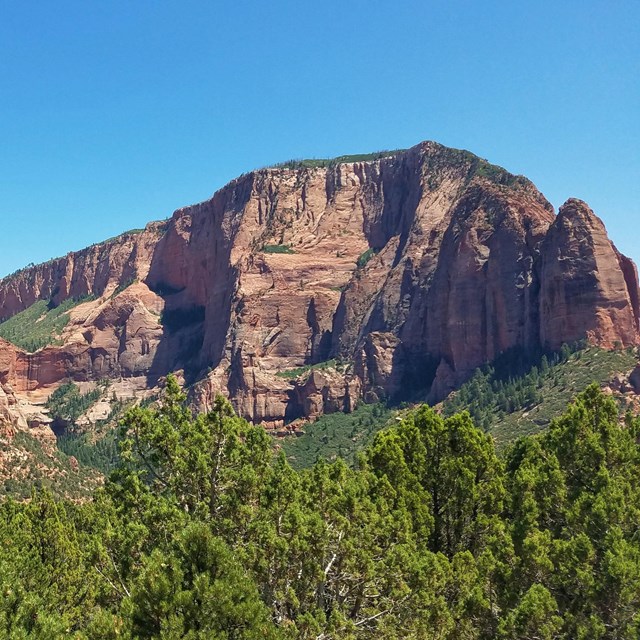 A view of desert mountains.