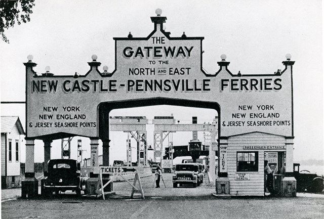 Archway advertising ferries.