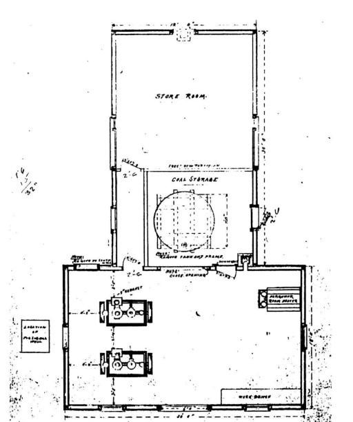 Drawing of a building in the shape of an upside-down T.