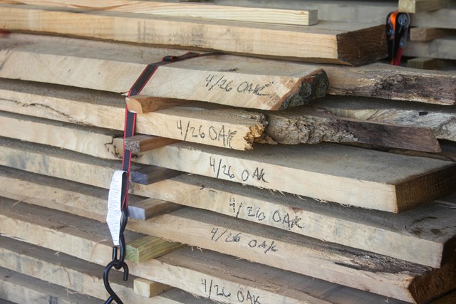 Stacked lumber with 