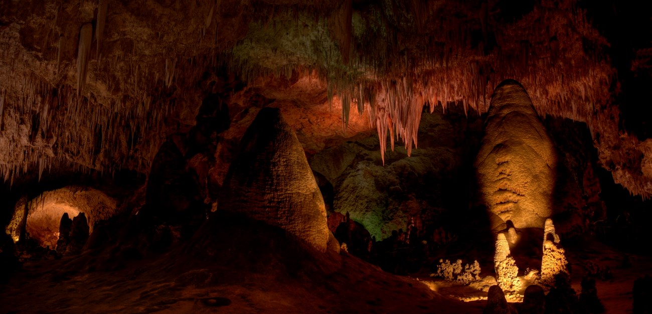 a photo of wonderous cave formations in the Big room