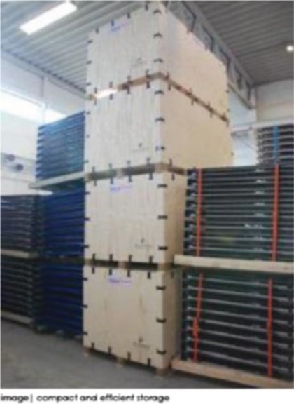 Temporary flood walls in storage