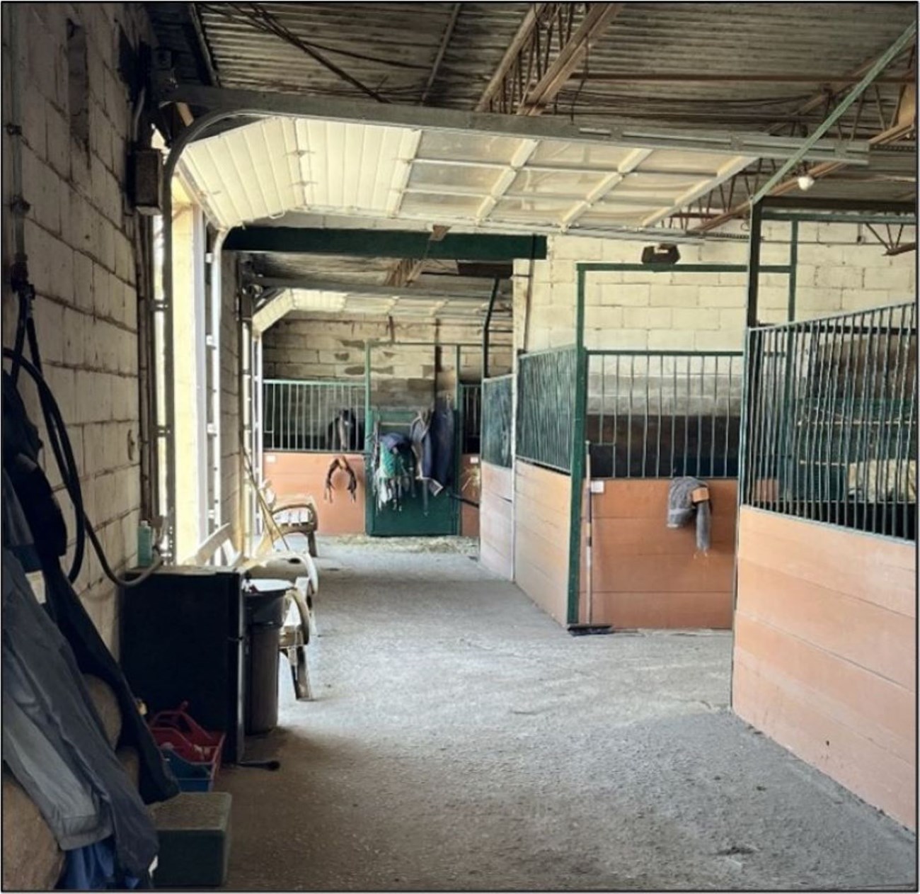 Interior of stable with stalls