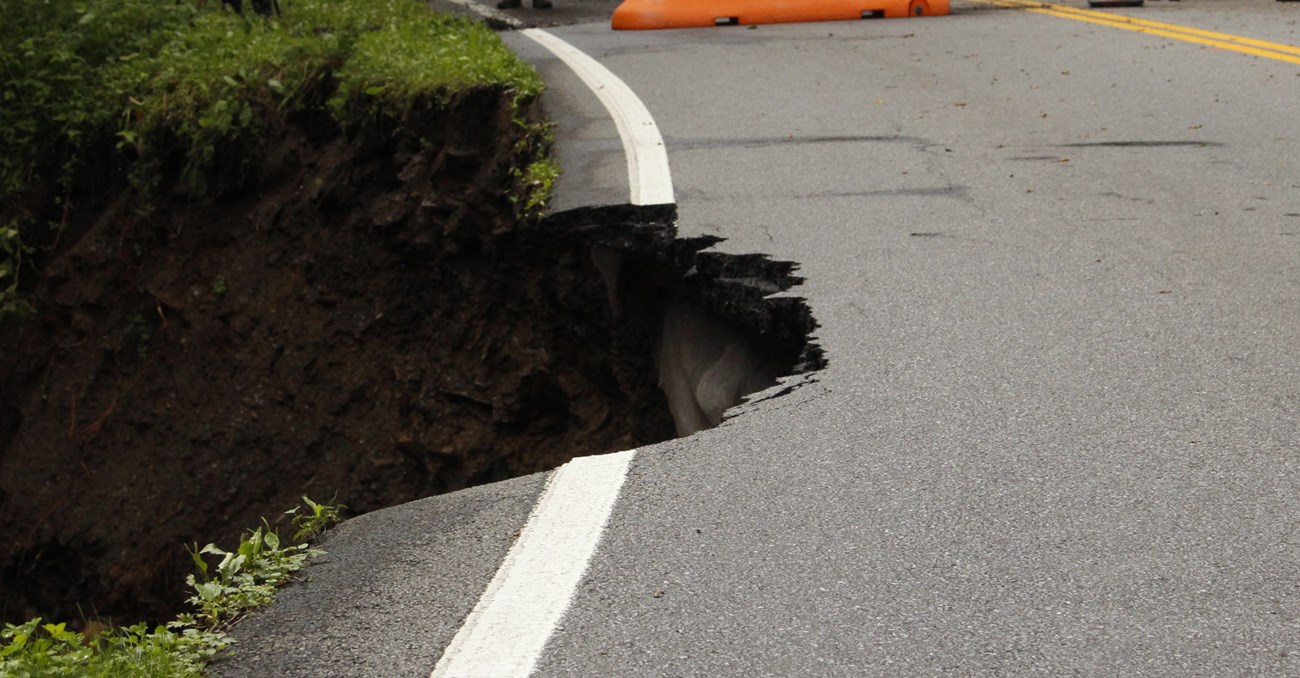 A broken roadway