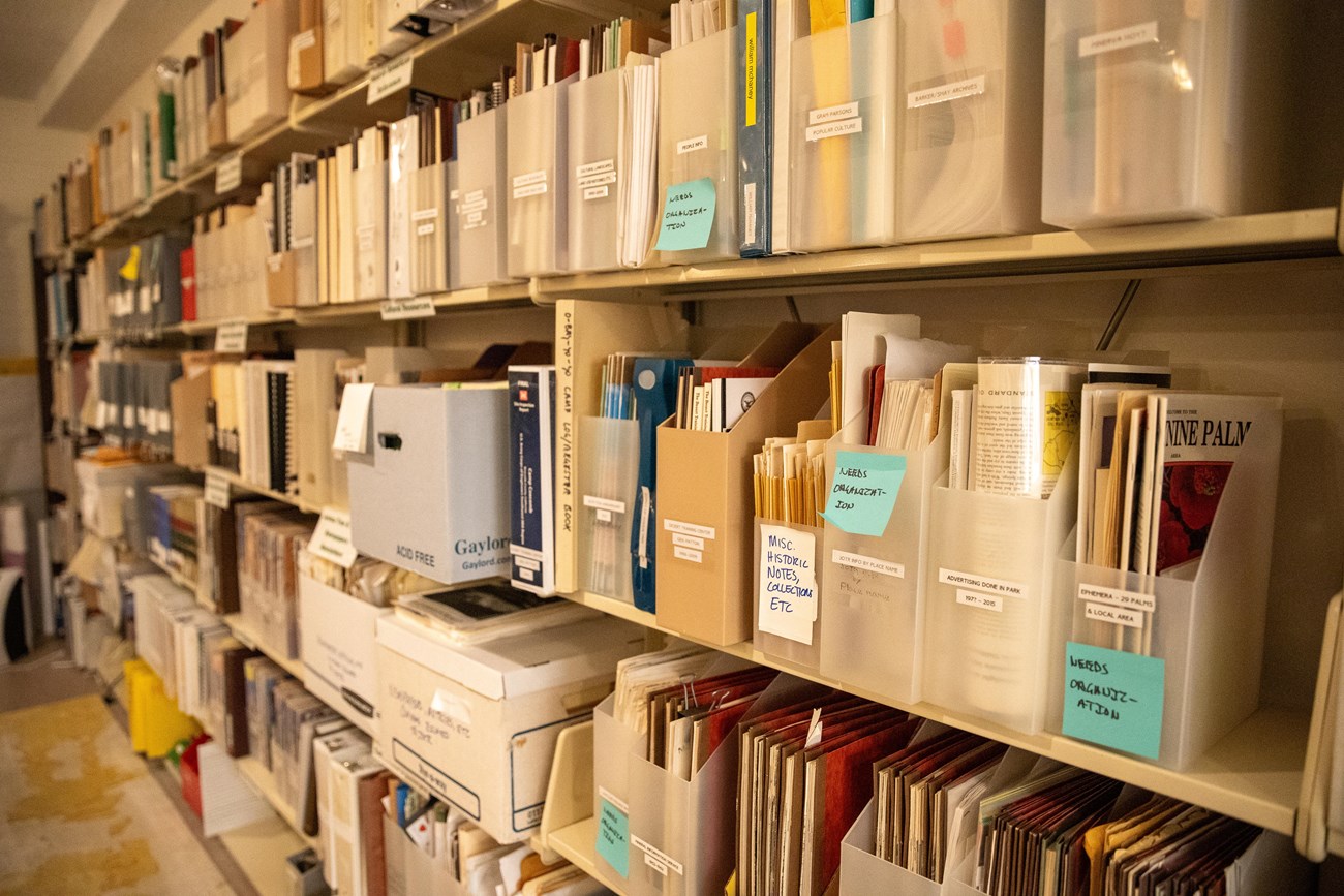 Shelves of library Resources