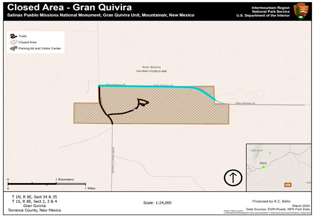 Map showing closed area at State Hwy 55 and WSMR S Route 41.