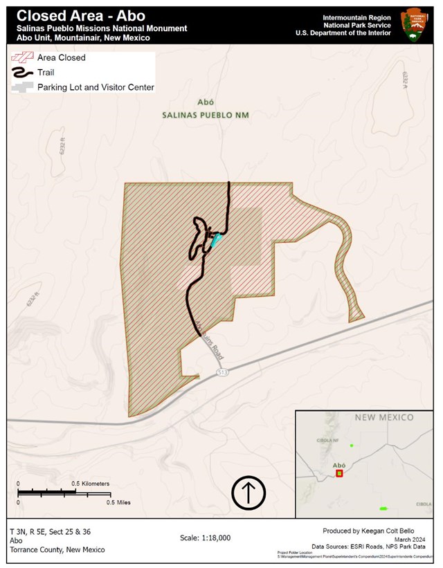 Map showing area closure surrounding Abo area.
