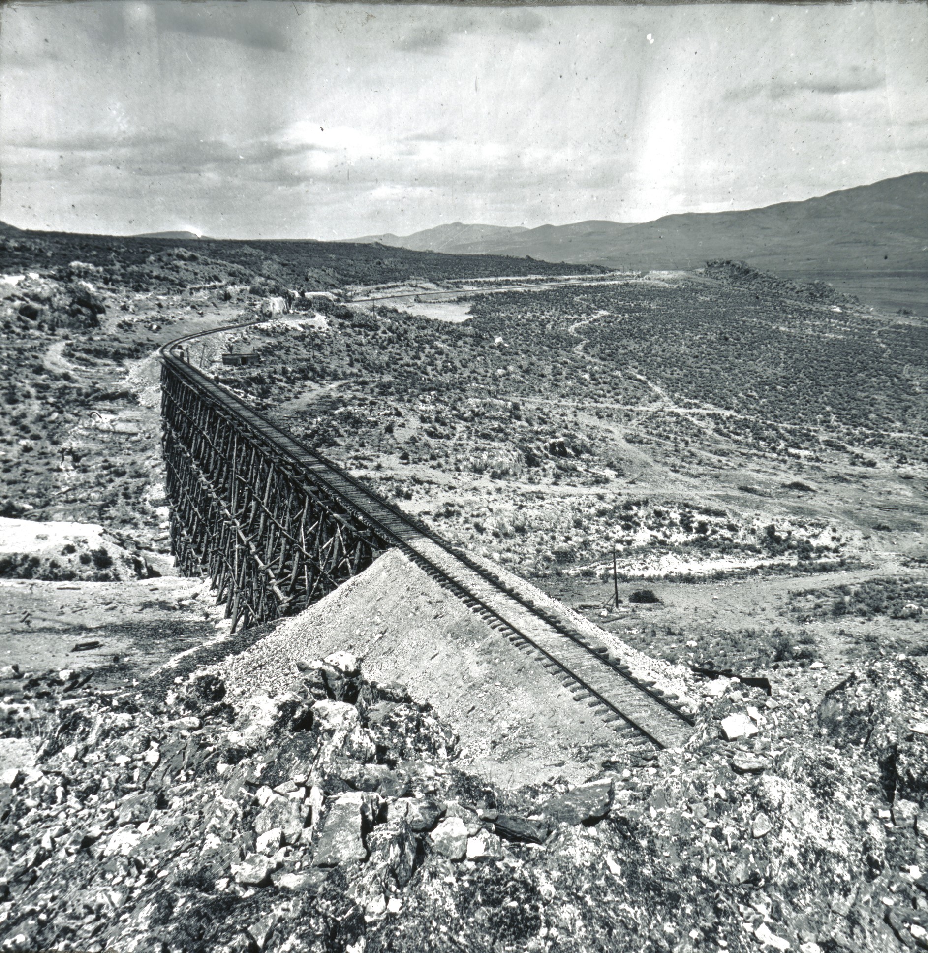 A trestle spans over spring creek ravine.