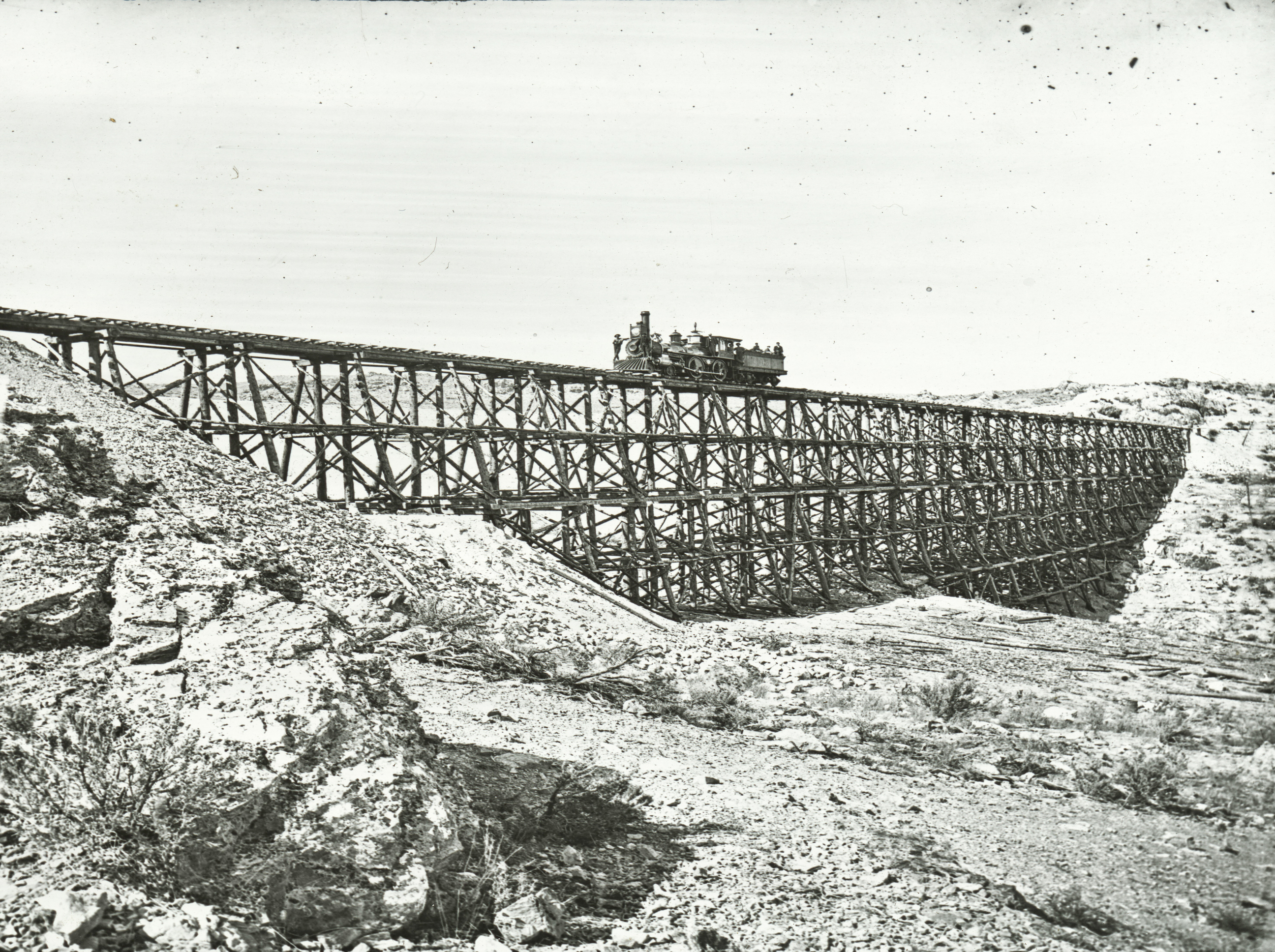 Engine on Great Trestle, 1869