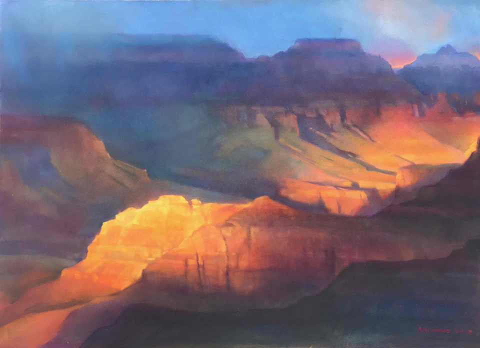 Colorful painting of canyon walls