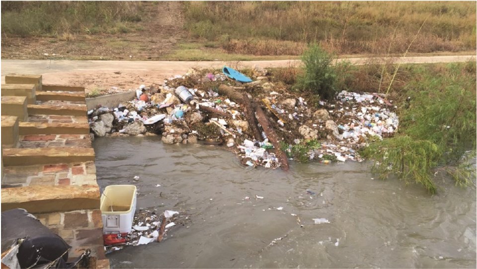 Trash in the San Antonio River