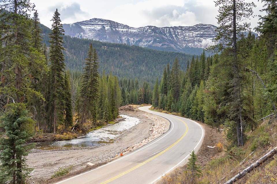 Paved road with missing section