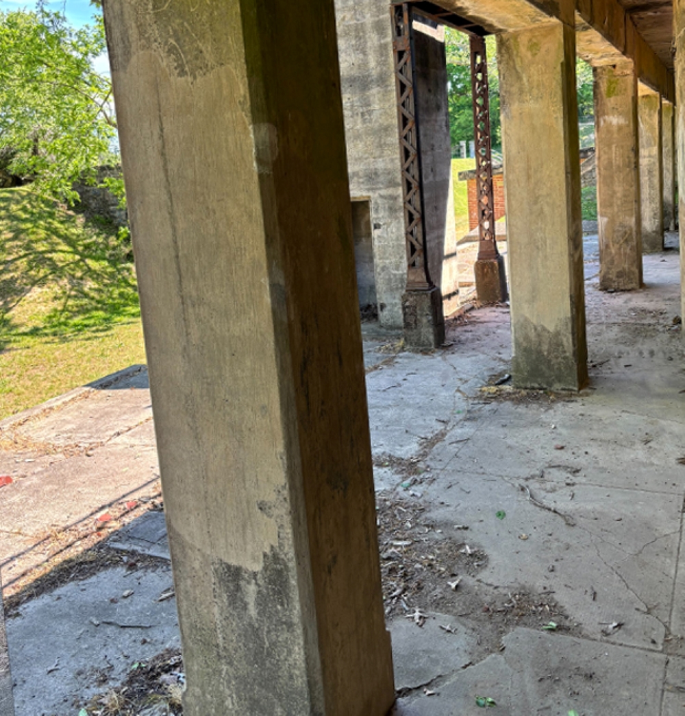 A pillar covered in graffiti