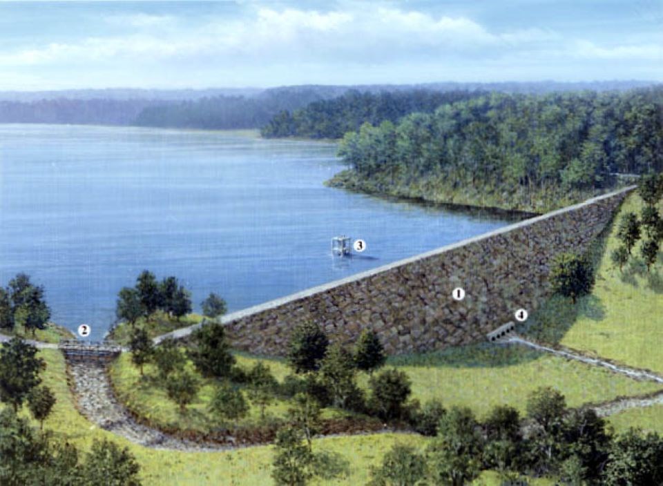The South Fork Dam when it was completed by the state of Pennsylvania for the canal system.