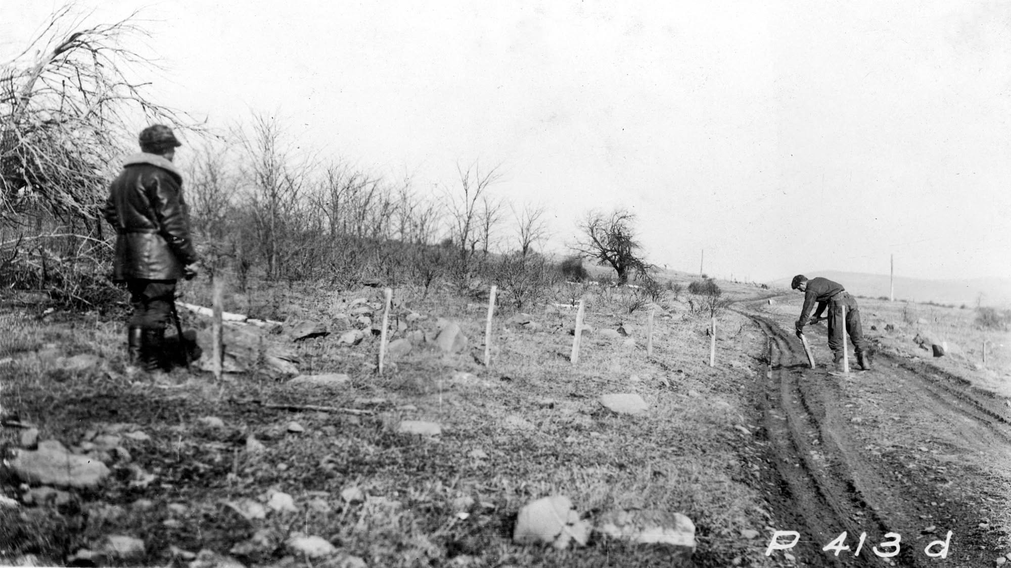 PATC members laying out a future trail near the Range View Cabin.