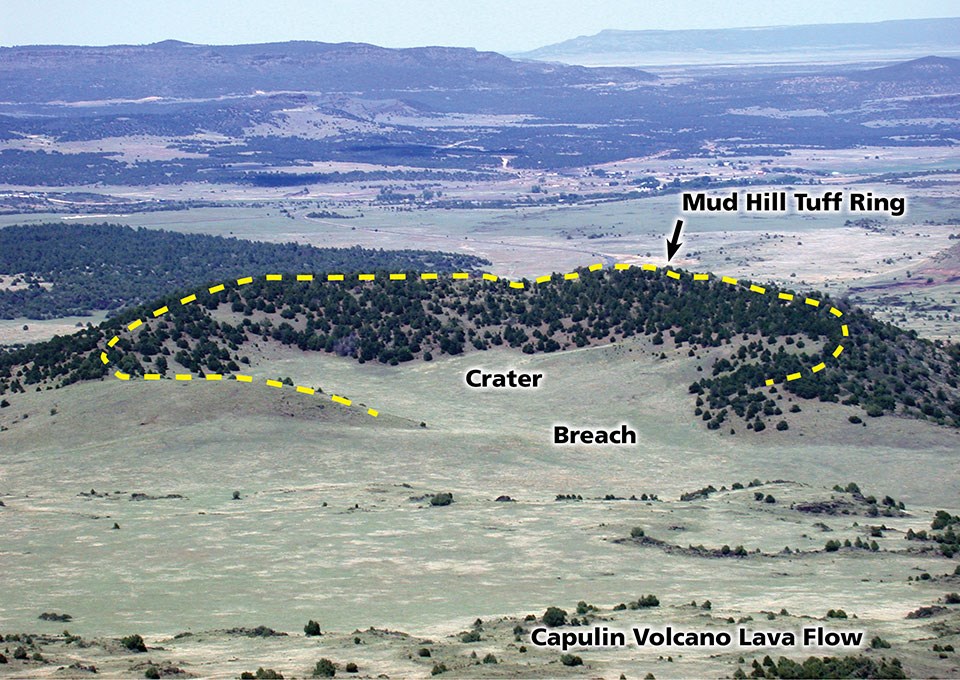 valley with low ring shaped hill